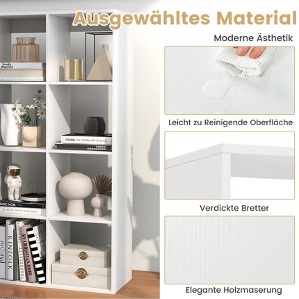 8-Cube Bookshelf with Back Rail & Anti-Tip Kit, White