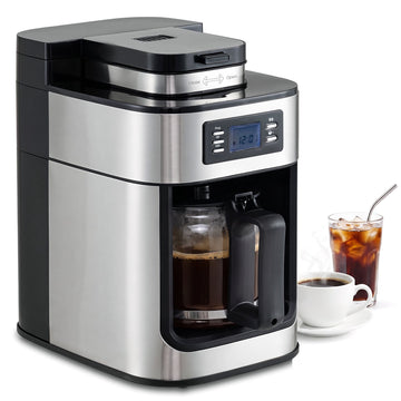 8-Cup Coffee Maker with Grinder & Timer, Glass Carafe