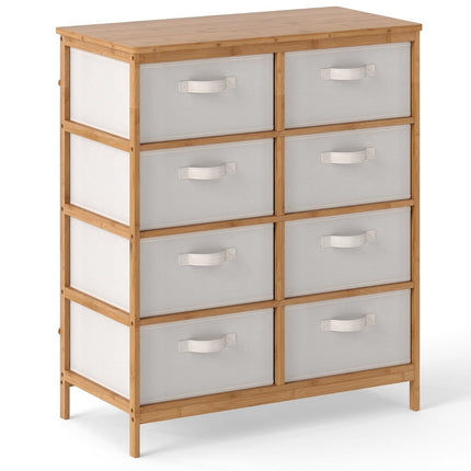 8-Drawer Bamboo Dresser with Removable Fabric Bins