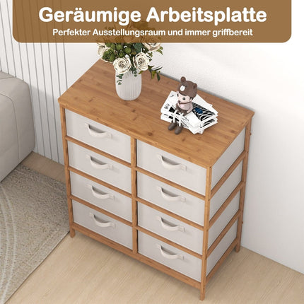8-Drawer Bamboo Dresser with Removable Fabric Bins