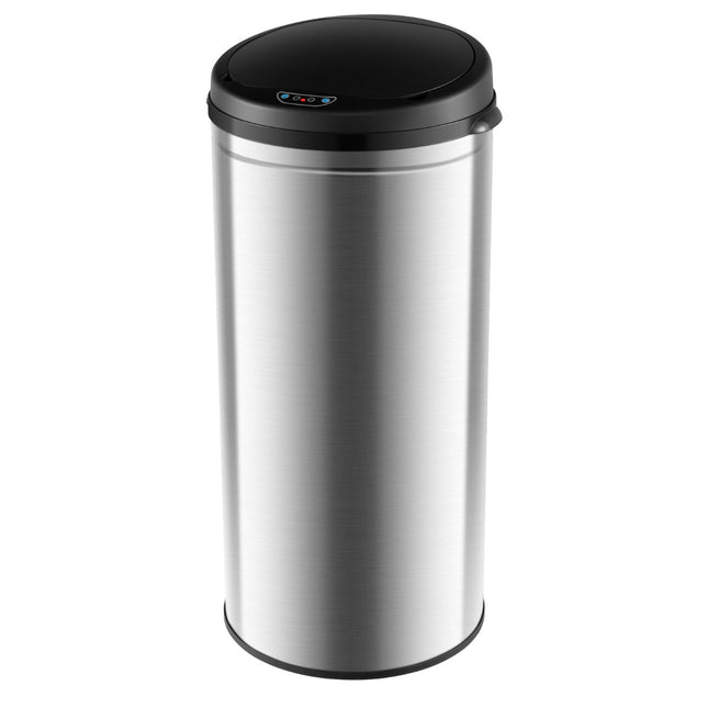 Vuilnisbak van 8 gallon (ca. 30 liter) met bewegingssensor en aanraakbediening, roestvrij staal, zilverkleurig