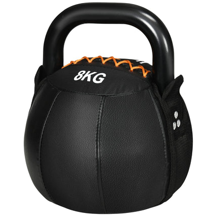 8 Kg Kettlebell, steel handle, floor friendly, black