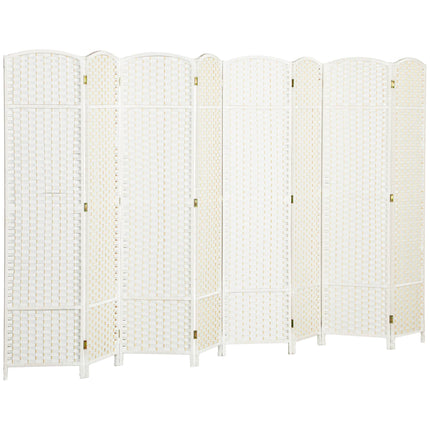 8-Panel Folding Room Divider Privacy Screen, White