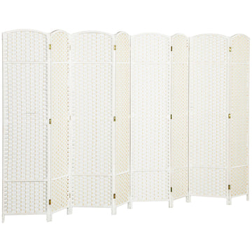 8-Panel Folding Room Divider Privacy Screen, White
