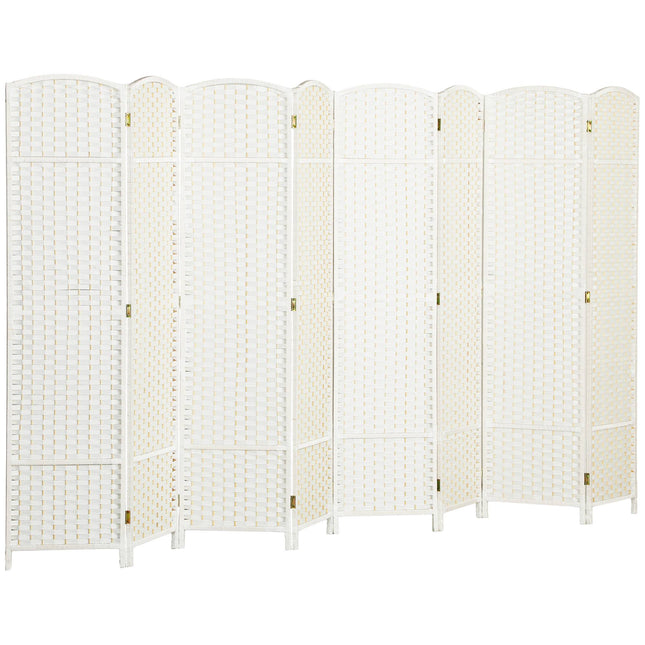 8-Panel Folding Room Divider Privacy Screen, White