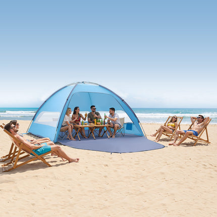 8-Person Beach Tent Sun Shelter, UPF 50+, Sand Pockets
