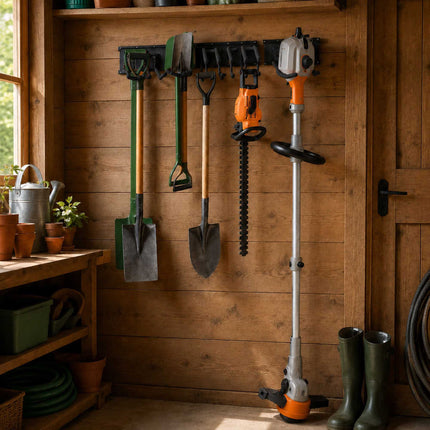 8-Piece Black Wall Hook Set for Garage Organization