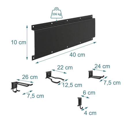 8-Piece Black Wall Hook Set for Garage Organization