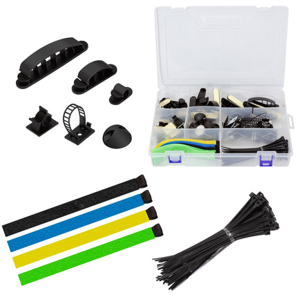 8 Piece Cable Management Set 128 Pieces Assorted Colors