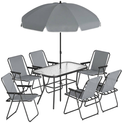 8-Piece Outdoor Dining Set with Umbrella, Foldable Chairs