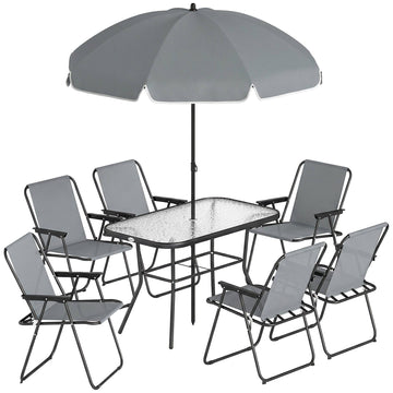 8-Piece Outdoor Dining Set with Umbrella, Foldable Chairs