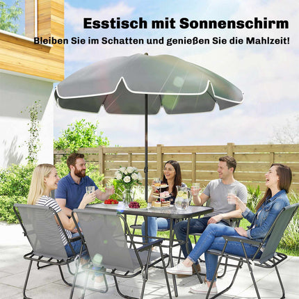 8-Piece Outdoor Dining Set with Umbrella, Foldable Chairs