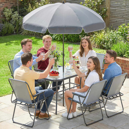 8-Piece Outdoor Dining Set with Umbrella, Foldable Chairs