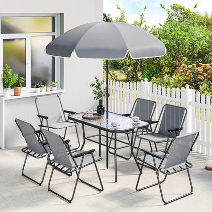 8-Piece Outdoor Dining Set with Umbrella, Foldable Chairs