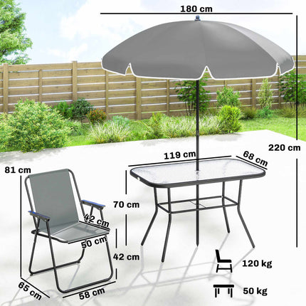 8-Piece Outdoor Dining Set with Umbrella, Foldable Chairs