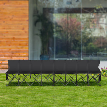 8-Seat Folding Soccer Bench with Backrest, Pockets, Bag