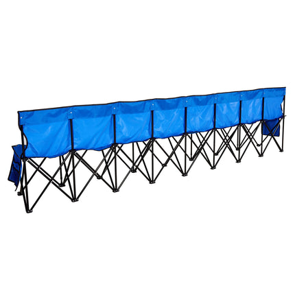 8-Seat Portable Folding Bench with Backrest, Carry Bag