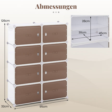 8-Tier Shoe Rack with Adjustable Shelves for 32 Pairs