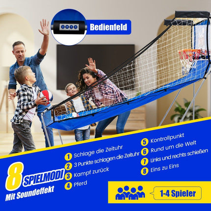 8 in 1 Basketball Machine with 4 Balls & Air Pump & 8 Game Modes Arcade Basketball Games Blue + White