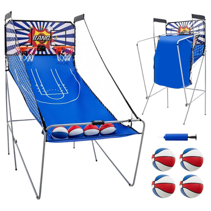 8 in 1 Basketball Machine with 4 Balls & Air Pump & 8 Game Modes Arcade Basketball Games Blue + White