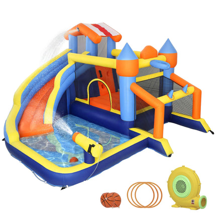 8-in-1 Bounce House with Slide, Pool, Climbing Wall