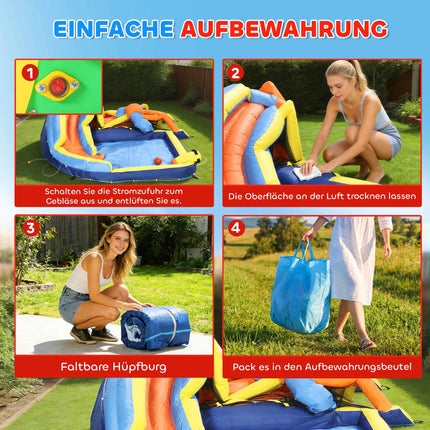 8-in-1 Bounce House with Slide, Pool, Climbing Wall