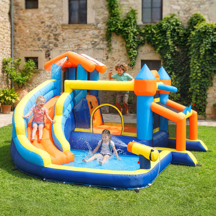 8-in-1 Bounce House with Slide, Pool, Climbing Wall