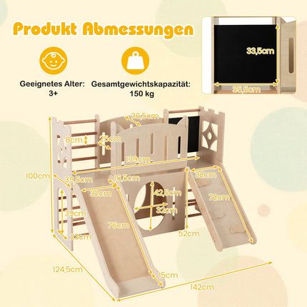 8-in-1 Indoor Wooden Playground with Slide & Ladder