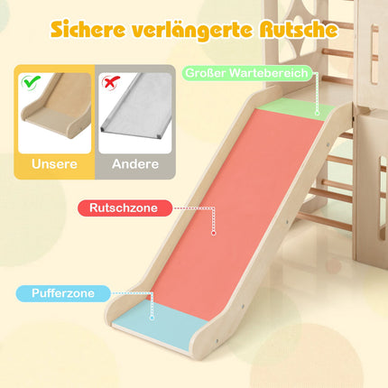 8-in-1 Indoor Wooden Playground with Slide & Ladder