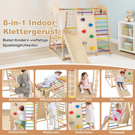 8-in-1 Montessori Climbing Set with Slide & Swing