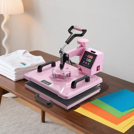 8-in-1 Swing-Away Heat Press 12x15 in, Tumbler, Pink