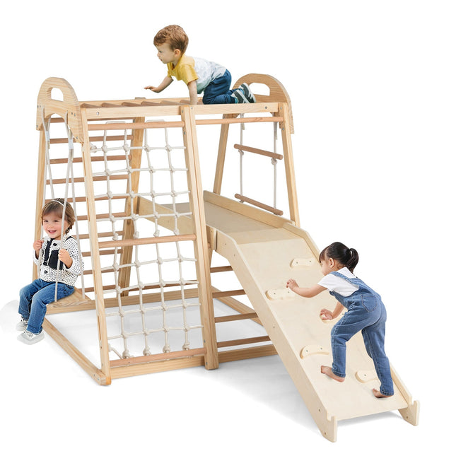 8-in-1 Wooden Montessori Climbing Set for Kids 3-5