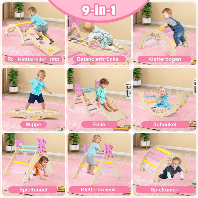 8-in-1 Wooden Montessori Climbing Set for Kids