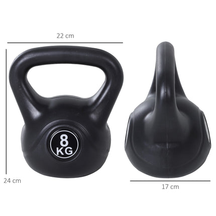 8 kg Kettlebell, Sand-Filled, Black, Beginner-Friendly