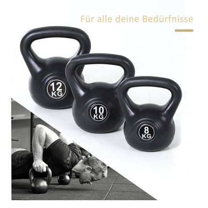 8 kg Kettlebell, Sand-Filled, Black, Beginner-Friendly