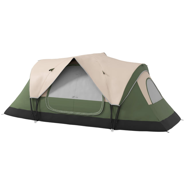8-person tunnel tent, windproof, water-repellent, dark green