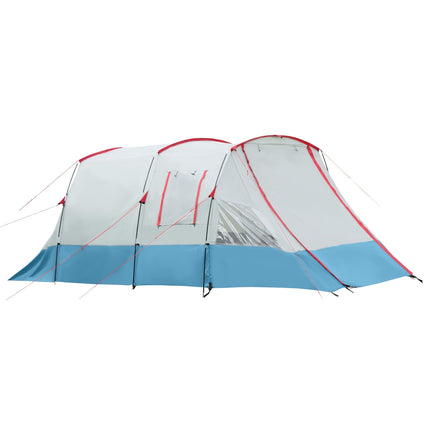 8-person tunnel tent with sleeping cabin, 3 doors, blue