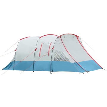 8-person tunnel tent with sleeping cabin, 3 doors, blue