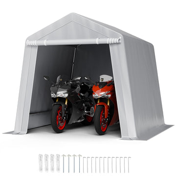 8x8 Ft Outdoor Storage Shed Tent, Roll-Up Door, Gray