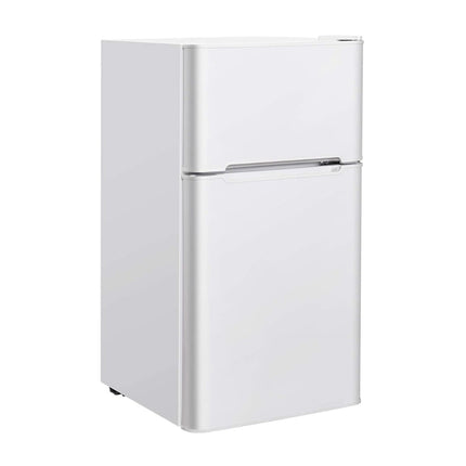 90L Compact Fridge with Freezer, Dual Doors, White