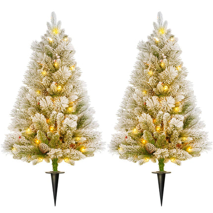 Artificial Christmas trees, 90 cm, 100 LED lights, set of 2