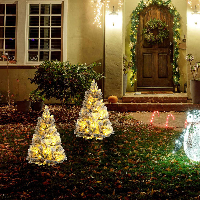 Artificial Christmas trees, 90 cm, 100 LED lights, set of 2