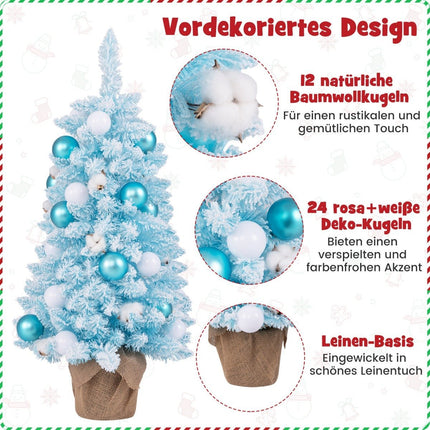 90cm Mini Artificial Christmas Tree with Snow &amp; Cement base Christmas tree Chirstbaum Blue