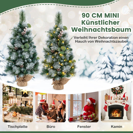 90 cm Pre-Lit Artificial Christmas Tree with Timer