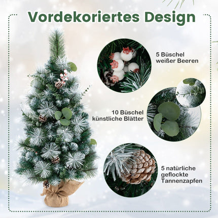 90 cm Pre-Lit Artificial Christmas Tree with Timer