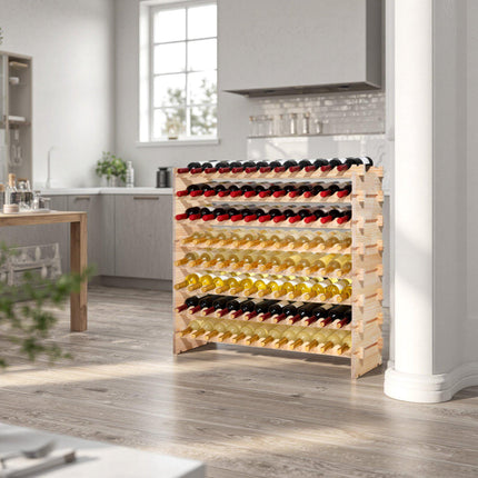 96-Bottle Stackable Pine Wood Wine Rack, 8-Tier