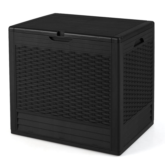 96L Outdoor Storage Box, Lockable Lid, Rattan Pattern