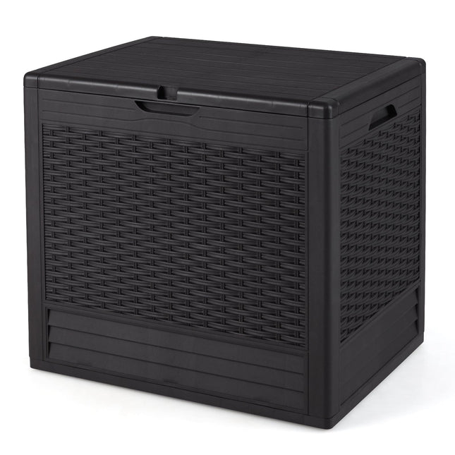 96L Outdoor Storage Box, Lockable Lid, Rattan Pattern