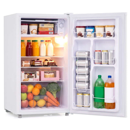 98L White Mini-Fridge, 5 Temps, LED, Reversible Door