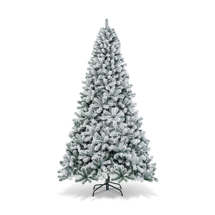 9 Ft Artificial Christmas Tree, Snow-Flocked, Hinged Metal Stand